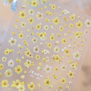 1Pcs 5D Embossed Cherry Blossom Nail Stickers Pink Blue Yellow Purple Sakura Self-Adhesive Nail Decals for Women Spring Manicure
