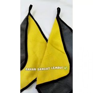 Kain Lap Microfiber Premium 2 Sisi Kuning Hitam Tebal