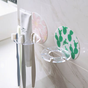 Plastic Toothbrush Holder Self Adhesive Multi-card Slot Toothbrush Rack Bathroom Toothbrush Shaver Organizer Shelf