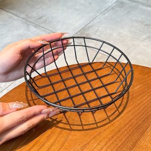 Móc Đựng Trái Cây Hình Tròn Chất Lượng Cao Cổ Điển Bằng Sắt Đen Đựng Đồ Ăn Nhẹ Móc Đựng Cánh Gà Chiên Móc Đựng Trái Cây