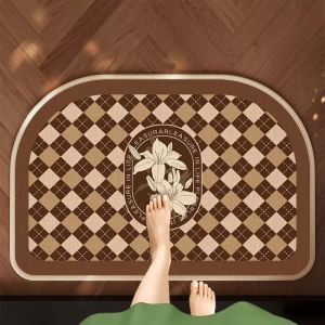 Retro Arched Bath Mat Non‑Slip Vintage Geometric & Cat Pattern Absorbent Floor Rug for Bathroom Entryway Bedroom Indoor Home