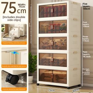 TIJU | Easy-assembly Baby Foldable Closet 2-door Storage Wardrobe