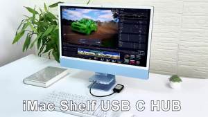 PULWTOP iMac Accessories for iMac 24 inch M1/M3/M4 or Studio Display 27 inch with M.2 NVMe SSD Enclosure USB A/C 10Gbps SD/TF