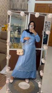 PROMO terbaru gamis pesta kondangan brokat terbaru 2021 gamis brukat kekinian cantik simple elegan novia dress size L XL XXL