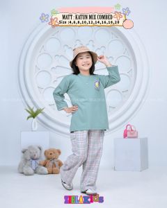 Oneset ziela kids terbaru/setelan anak perempuan umur 4-14 tahun/setelan celana anak perempuan bahan combad mix cargo katun