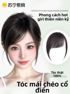 Phụ Kiện Tóc Giả Bangda Natural Front Thin Light Full Real Hair Millennium Early Diagonal False Bangs No Trace Hair Extension