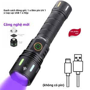 Alonefire | Đèn Pin UV LED Đen 365nm Sạc USB Dùng Để Phát Hiện Nước Tiểu Thú Cưng Nấm Da Ngọc Đá Quý Bọ Cạp Tiền Xu Phân Tích Quặng