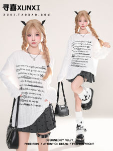 เสื้อยืดแขนยาวป้องกันแสงแดดสำหรับผู้หญิง XUNXI Lazy Shoulder เสื้อเชิ้ตพื้นฐานสีขาว ฤดูใบไม้ผลิ 2024 แขนยาว ปกติ