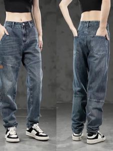 American Style Loose Straight Leg Jeans Mens Autumn Winter Workwear Wear Resistant Heat Proof Construction Site Labor Protection Work Pants