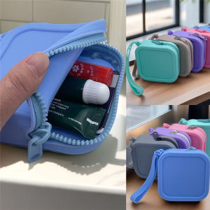 Waterproof Solid Color Wallet Coin Purse Mini Zipper Silicone Organizer Travel Pouch Cosmetic Bag Earphone Lipstick Bag Students