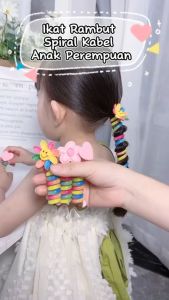 Ikat Rambut Spiral Kabel Anak Perempuan Kuncir Rambut Karet Ulir Elastis Kids Hair Spiral Ties Colorful