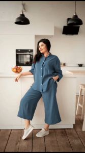 PIJAR PARAHYANGAN - Sarra Setelan Celana Pajamas Polos Bahan Polo Linen Allsize Fit To XL