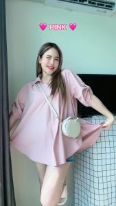 【SAT】Yolanda เสื้อเชิ้ตแฟชั่น ผู้หญิง เสื้อคอวีแบบมีปก กระดุมเก็บแขน ผ้านุ่มลื่นใส่สบาย เชิ้ตสไตล์เกาหลี FF1003