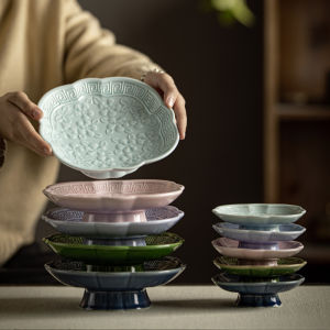 Retro Chinese Tea Dessert Plate Ceramic