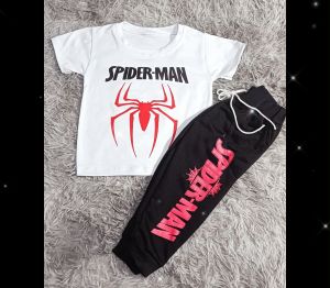 Cotton Terno For kids Spiderman Graphic Design (Silk Screen Print) Fabric/Mall Quality