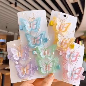 2pcs Baby Butterfly Hair Clips Set Girls Sweet Bow Duckbill Clip Cute Colorful Butterfly Hair Accessories