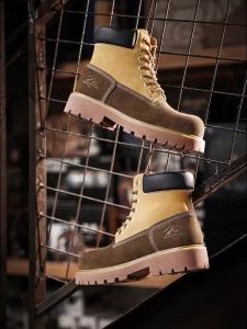 Mr.A | Mr.A Brand Spliced High-Top Wear-Resistant Yellow Boots Outdoor Hiking Leather Comfortable Retro Warm Boots Autumn and Winter Mens Waterproof Boots