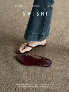 NAISHI | Sheepskin Vintage Style Metal Buckle Open-Toe Flat Sandals