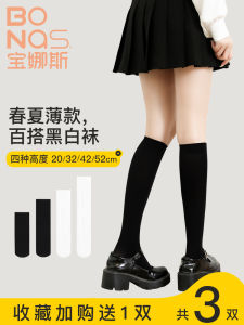 Black JK Leggings Socks Women Summer Thin Slimming Leggings over Knee Long Tube Flat Mid-Calf Short Silk Stockings