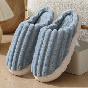 Mens Cotton Slippers Indoor Home Use Anti-Slip Elderly Warmth Velvet Home Shoes Comfortable Soft Rubber Bottom
