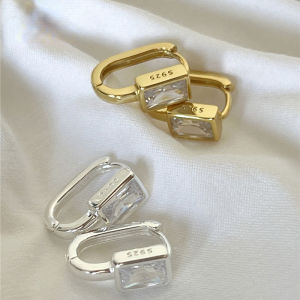 ต่างหูพลอยเทียมสีขาวทรงเรขา คณิตแบบมินิมอลสำหรับผู้หญิง MODE Korea เครื่องประดับใหม่ สำหรับผู้หญิงปาร์ตี้ของขวัญ