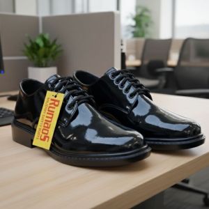 sepatu PDH dinas bulat kantoran pendek kulit kilap