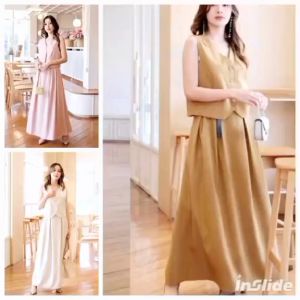 ASHLEYCasual Korean Fashion Plain Color Button Vest and Skirt Terno Set Coordinates    - xs to large - classy and elegant - timeless top - casual or party top - classic top - super kapal ng tela - hindi kayo magsisi - our aim is to produce quality clothes