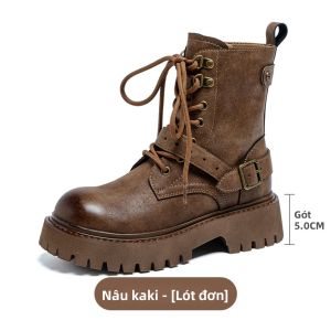 LANKAMO | Giày Boots Cổ Ngắn Da Cho Mùa Xuân và Thu