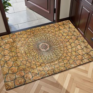VIKAMA Vintage Red Oriental Medallion Doormat Thảm Trải Sàn Bằng Vải Polyester Mềm Chống Trượt Cho Lối Vào Cửa Trước Thảm Chào Mừng Dân Tộc Boho
