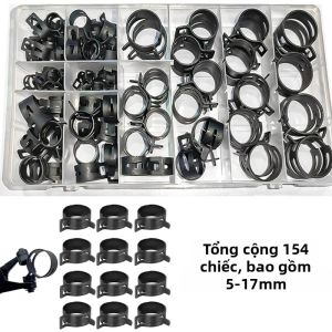 Bộ Kẹp Ống Dacromet 154 Chiếc Kèm 1 Chiếc Kìm Dùng Cho Đường Ống Nhiên Liệu Chịu Lực Cao & Kẹp Chất Làm Mát Kẹp Kim Loại Công Nghiệp Ô Tô