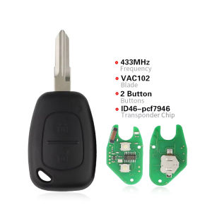 2 Button 433Mhz ID46 PCF7946 Chip Smart Remote Car Key For Renault Traffic Master Vivaro Movano Kangoo Uncut NE72 VAC102 Blade