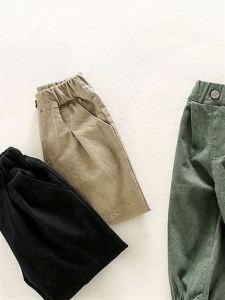 Boys Casual Pants Baby K-style Pure Color Cargo Pants Handsome Trendy 2023 Spring and Autumn Kids Western Style All-Matching Pants