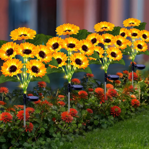 3/6 Heads LED Lawn Light Outdoor Solar Sunflowers Sense Garden Lights Yard Wedding Thanksgiving Decor Light Festival Decoration