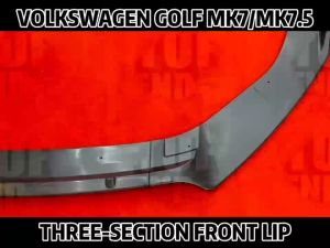 VOLKSWAGEN GOLF MK7 MK7.5 R RLINE GTI THREE-SECTION FRONT LIP BUMPER SKIRT V LIP VW GOLF 7 GOLF 7.5 2012-2017 BODYKIT