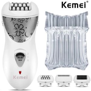 Kemei Rechargeable 3 In 1 Lady Epilator Hair Shaver Removal For Women Foot Care Electric Hair Callus Remover Device Depilador