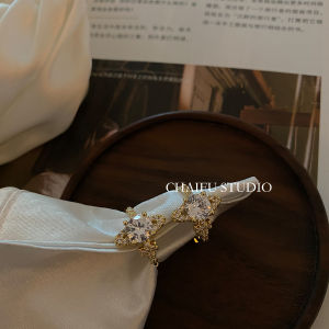 Chafu Studio E730 French Design Geometric Diamond Embedded Earrings: Super Fairy Tale Style Women's Fashion Jewelry Accessories