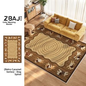 ZHIBAIJIA | Cute Dachshund Cartoon Mid-Century Style Carpet Brown