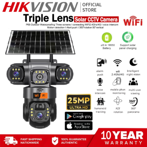 HIKVISION Solar CCTV Camera WiFi Connect Three Lens HD Surveillance Color Night Vision Two-Way Audio IP Security Cameras