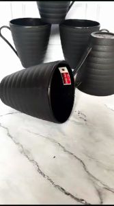 6 Cangkir Ramen Hitam - Gelas Hitam - Cangkir Ulir - Gelas Japanese -Cangkir Espresso - Gelas Plastik Lusinan Murah