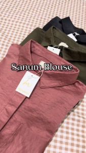 Blouse Wanita Sanum Oversize: Kemeja Kerja Lengan Panjang