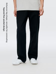 Twill Slight Stretch Slim Breathable Versatile Black Straight Trousers