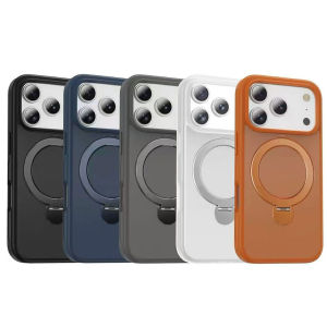 for iPhone 17 Pro Max Case with 360 Spin Metal StandCompatible with MagsafeSlim Translucent Frosted Hard Shookproof Kickstand Case for iPhone 17 Air 16 Pro Max 15 Plus 14 Pro 13 12