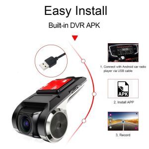 USB กล้องบันทึกหน้ารถ Car DVR สำหรับจอ Android ด้านหน้า 40บาท คูปองส่วนลด 1080p จุด HD Night Vision บันทึกการขับขี่ กล้องสำหรับรถ