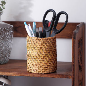 สไตล์ญี่ปุ่น ที่ใส่ปากกาไม้ไผ่สาน กล่องเก็บเครื่องเขียน หวายเวียดนาม ที่ใส่เครื่องสำอาง สำนักงาน ของตกแต่งภาชนะ ที่ใส่ตะเกียบ