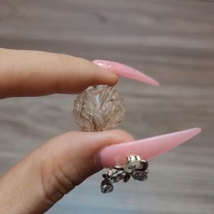 Q483 Mặt hồ ly chúa Thạch Anh Tóc Nâu Thổ và Kim - Phong Thủy TUDO P