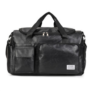 Sports Fitness Carry On Duffel Bag PU Gym Yoga Tote Bags with Shoes PackTravel Luggage Handbag Vintage Overnight Weekend Satchel