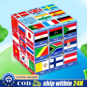 Kids 3x3x3 Magic Puzzle Cube National Flag Magic Cube Children Early Childhood Knowledge Educational Toy Game Puzzle Magico Cubo