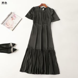Summer Long Dress Womens round Neck Short Sleeve Extended Size Casual Fashionable Maxi Dress Comfortable Fit for All Body Types