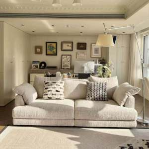 YIZUO | Cream French Style Velvet Petal Fabric Sofa