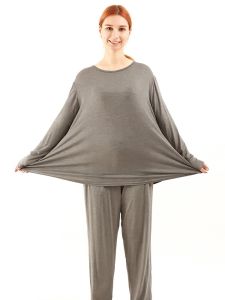 เสื้อยืดแขนยาวทรงหลวมคอตตอนโมดอลไซส์ใหญ่สำหรับผู้หญิง ฤดูใบไม้ผลิและฤดูใบไม้ร่วง เสื้อชั้นในบางๆ สำหรับใส่ลำลอง